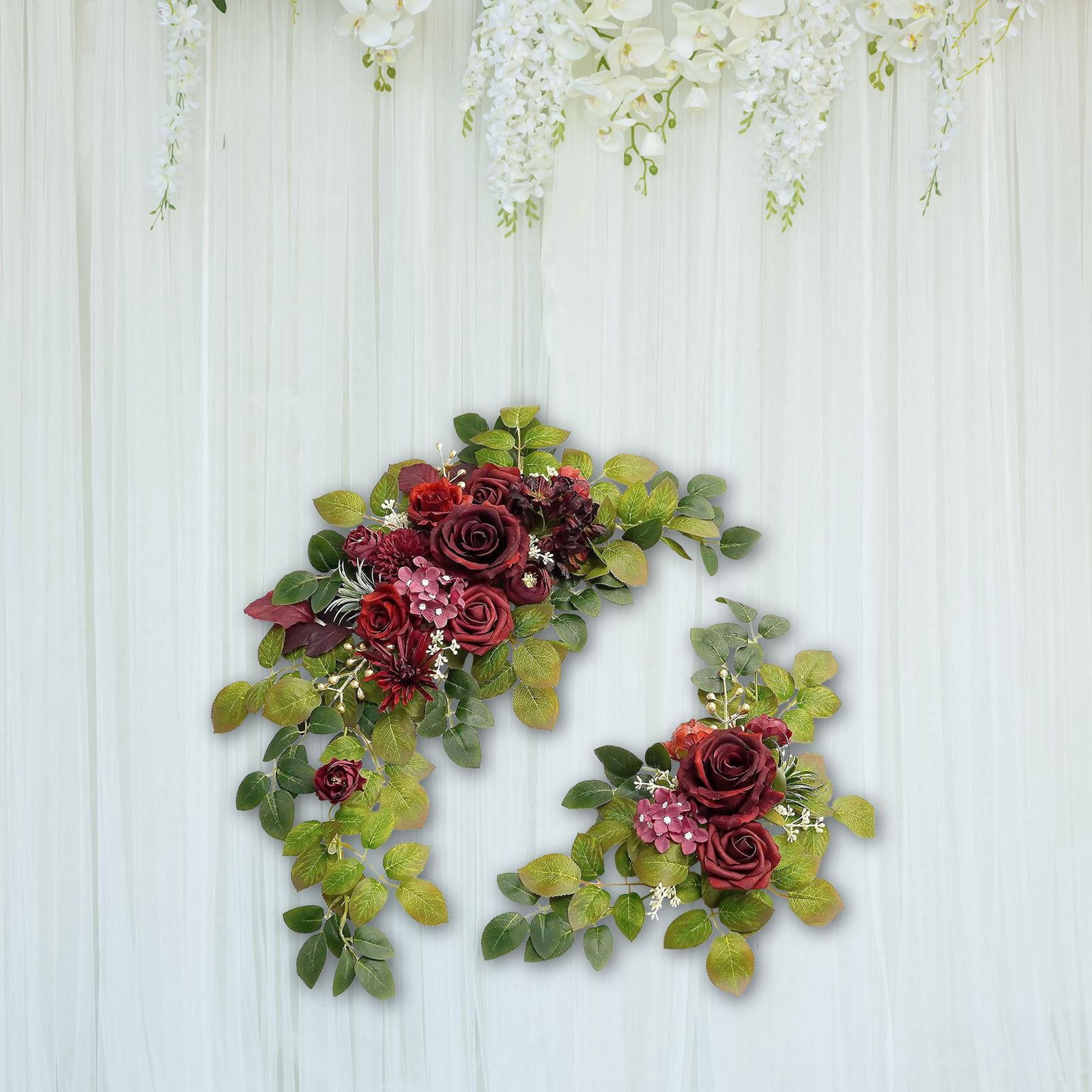 perfeclan 2Pcs Wedding Arch Flowers Artificial Flower Rustic Centerpiece Wedding Decor Flower Arrangement for Wedding Ceremony Backdrop Red