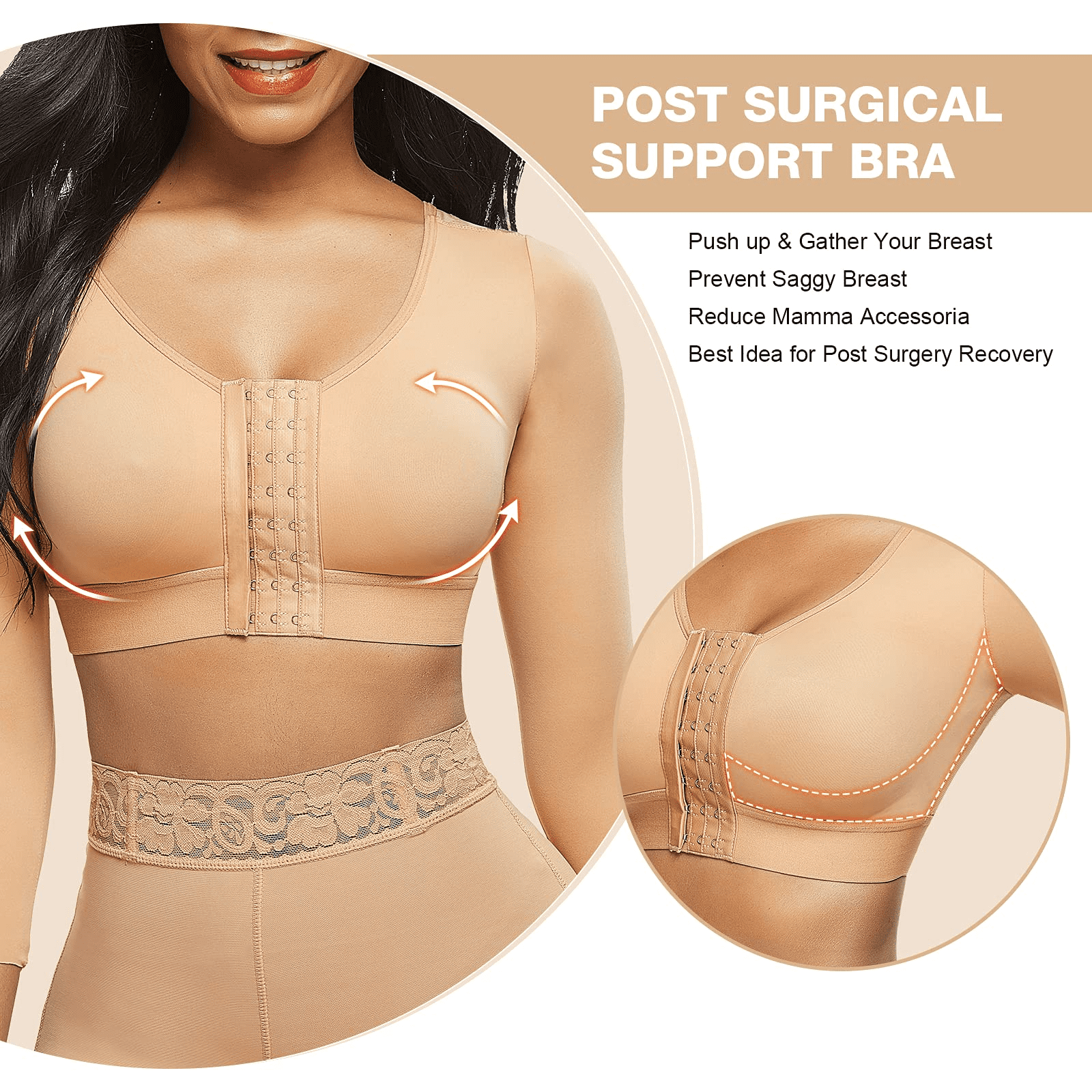 Post Surgical Bra Front Closure Post Surgery Compression Bras-xinhan