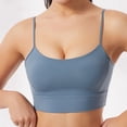 thumbnail image 4 of MGDXOX Womens Thin Strap Longline Sports Bras Scoop Neck Workout Yoga Tops Wireless Athletic Breathable Bras Blue XL, 4 of 6
