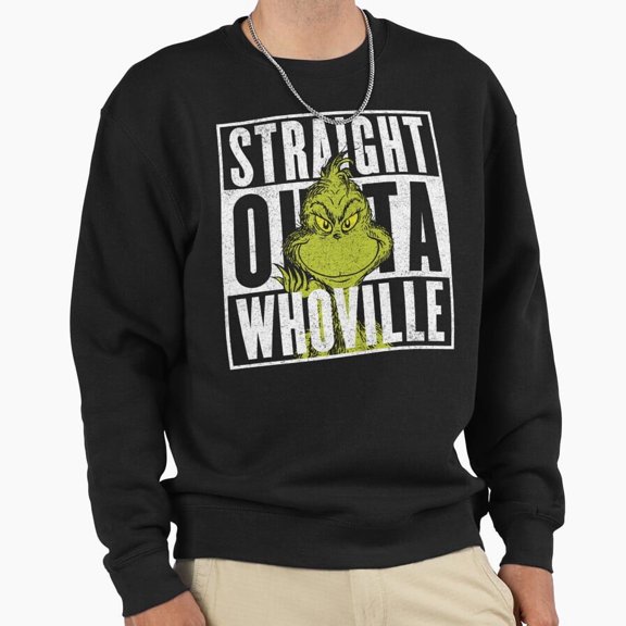 Straight Outta Whoville Christmas Grouch Christmas Retro Vintage Funny Graphic Unisex Sweatshirt - Machine Washable G28816, Up to Size 5XL