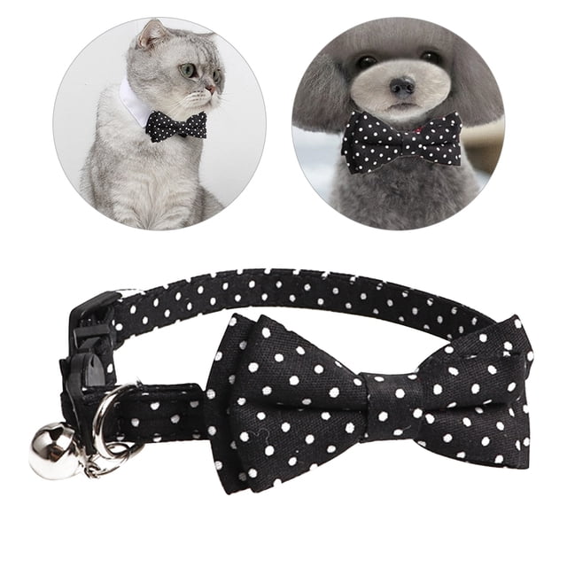 ADDHAT Collar Para Perro Y Con Moño De Tela Negro Y Ideal Para