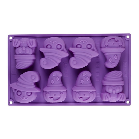 Halloween Decoration Clearance! Halloween Pumpkin Decorations Halloween Silicone Pumpkin Silicone Mold 8 Cavity Kitchen Baking Tools Purple