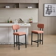 thumbnail image 3 of Set of 2 Modern Upholstered Fabric Counter Height Bar Stools 26 Inch Black Metal Legs for Dining Room Kitchen Island Bar，Orange, 3 of 16