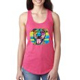 thumbnail image 1 of Cute Happy Smiling Dog Rainbow Pitbull Dog Lover Ladies Racerback Tank Top, Hot Pink, X-Large, 1 of 3