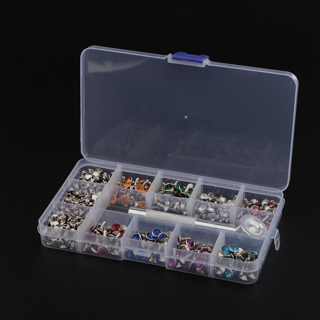 Yunhgft 240Pcs 7mm Rhinestone Studs Rivets Studs Rivets Studs With Tool For Leather DIY