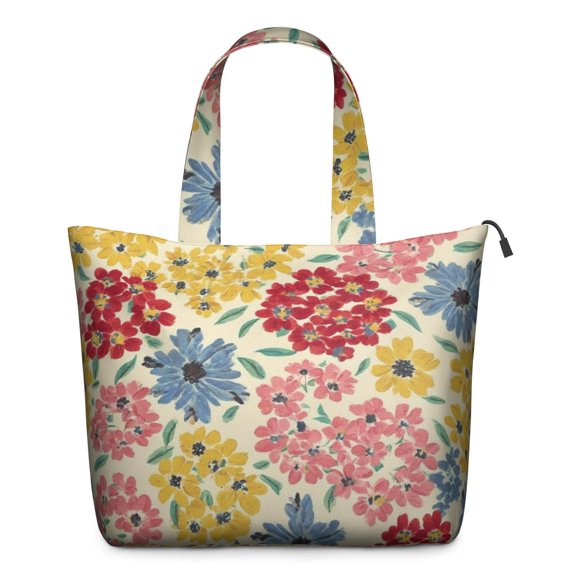 Pioneer Flower Floral Print Pattern Travel Tote Bags for Women Carry On,Large Weekender Bags for Women Travel,Multi Functional Duffle Bag for Work,Shopping,Sports