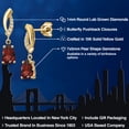 thumbnail image 2 of Gem Stone King 10K Yellow Gold Red Garnet and Lab Grown Diamond Stud Dangle Earrings for Women | 1.59 Cttw | Gemstone January Birthstone | Pear Shape 7X5MM, 2 of 6