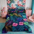 thumbnail image 2 of Manfei Tropical Floral Leaves Queen Comforter Set 3 Pieces,Botanical Plants Comforter Sets Queen,1 Comforter and 2 Pillowcases,Reversible, 2 of 6