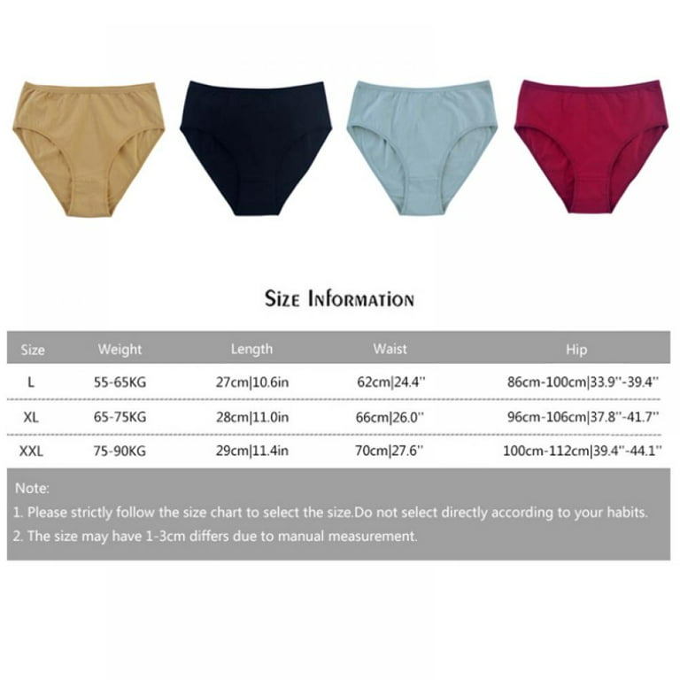 5 Pack Women Underwear Cotton Mid Waist Full Coverage Brief Plus Size  Ladies Breathable Soft Panties Lingerie for Women Multipack