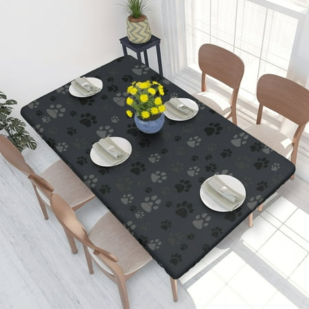 

Home Deluxe Tablecloth Dog Paw (49) Waterproof Elastic Rim Edged Table Cover- For Christmas Parties And Picnics 4ft