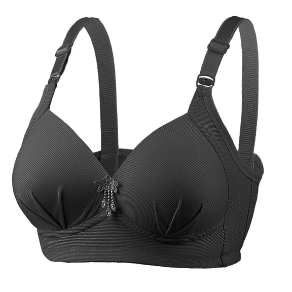Bigersell Womens Bra Womens Adjustment Full Cup No Underwire Cotton Breathable Underwear Women's Plus Size Backless Strapless Bra, Style 2986, Black 40C