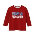 thumbnail image 4 of AUNVITO Kids 3/4 Sleeve & Round Neck T-shirts 4th of July Print Tops, 4 of 4