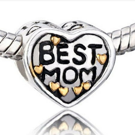 Athena Jewelry Best Mom Charm Silver Bead Gold