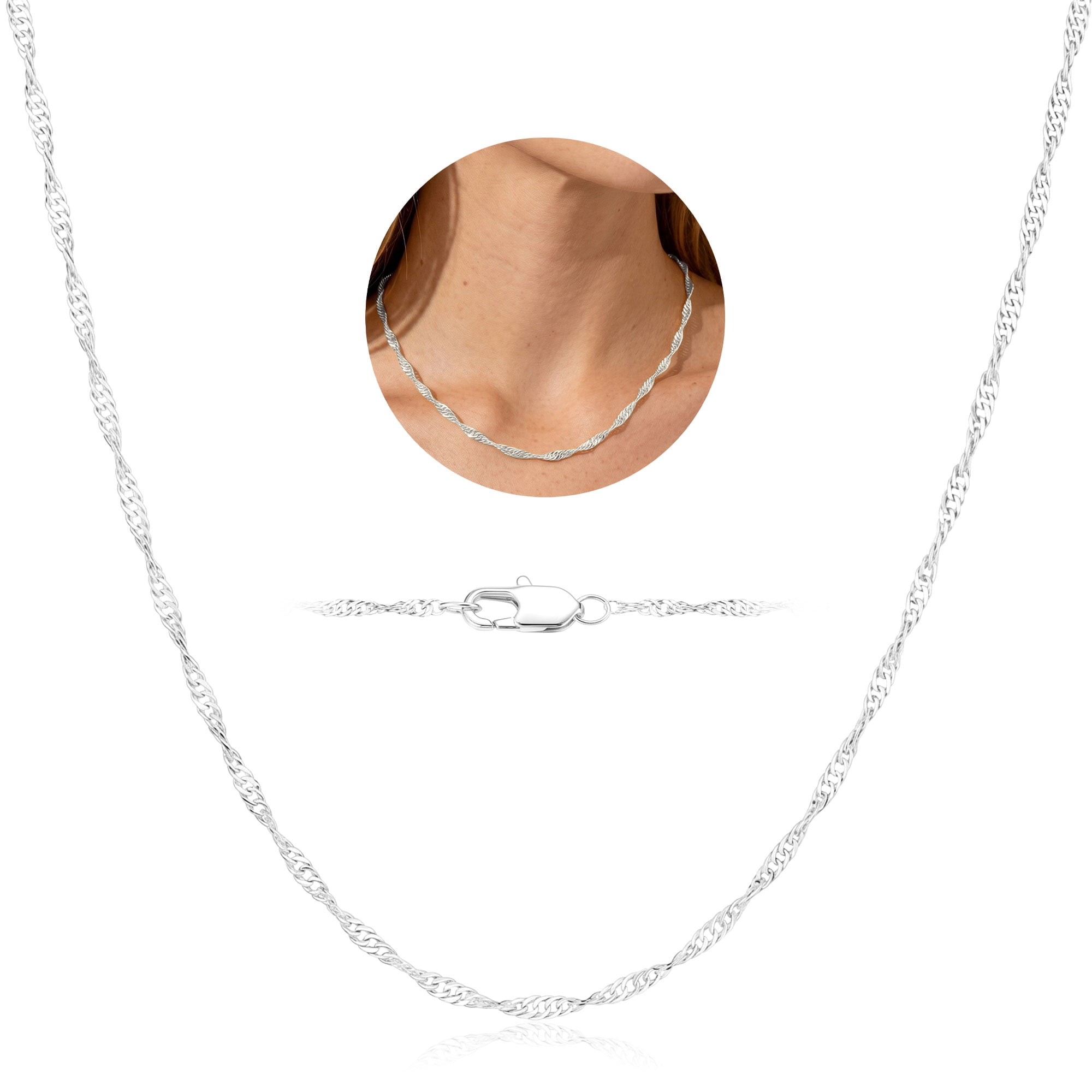 APSVO S925 Sterling Silver Plated Chains for Women Girls 2mm Cuban Necklace Fashion Accessories Birthday Christmas Jewelry Gifts Her Adults Wife Mom Stocking Stuffers for Kids Ideas 16/18/20/22 Inch