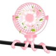 thumbnail image 1 of Ventilador USB de 5200 mAh, ventilador para cochecito de bebé, ventilador para acampar con luces LED, ventiladores de mesa para acampar, rosa, 1 of 5