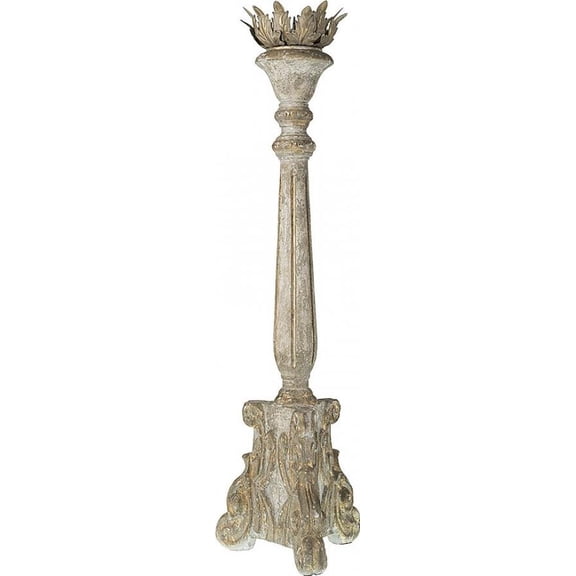 Traditional Carved Wood Candleholder Decor