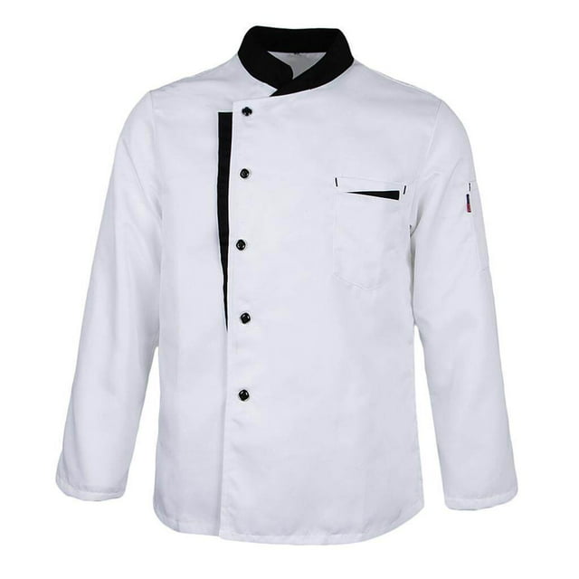 fastboy Long Sleeves Chef Jacket Coat Hotel Waiters Kitchen Uniform Tops White 3XL
