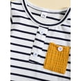 thumbnail image 5 of Bagilaanoe 2pcs Toddler Baby Boy Short Pants Set Short Sleeve Striped Print T Shirt Tops + Shorts 6M 12M 18M 24M 3T Kids Casual Summer Outfits, 5 of 9
