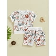 thumbnail image 2 of Bslissey Toddler Baby Girls 2Pcs Summer Outfits Floral Chick Print Short Sleeve T-shirt Tops + Drawstring Shorts 6M 12M 18M 24M 3T Infant Casual Short Pants Sets, 2 of 9