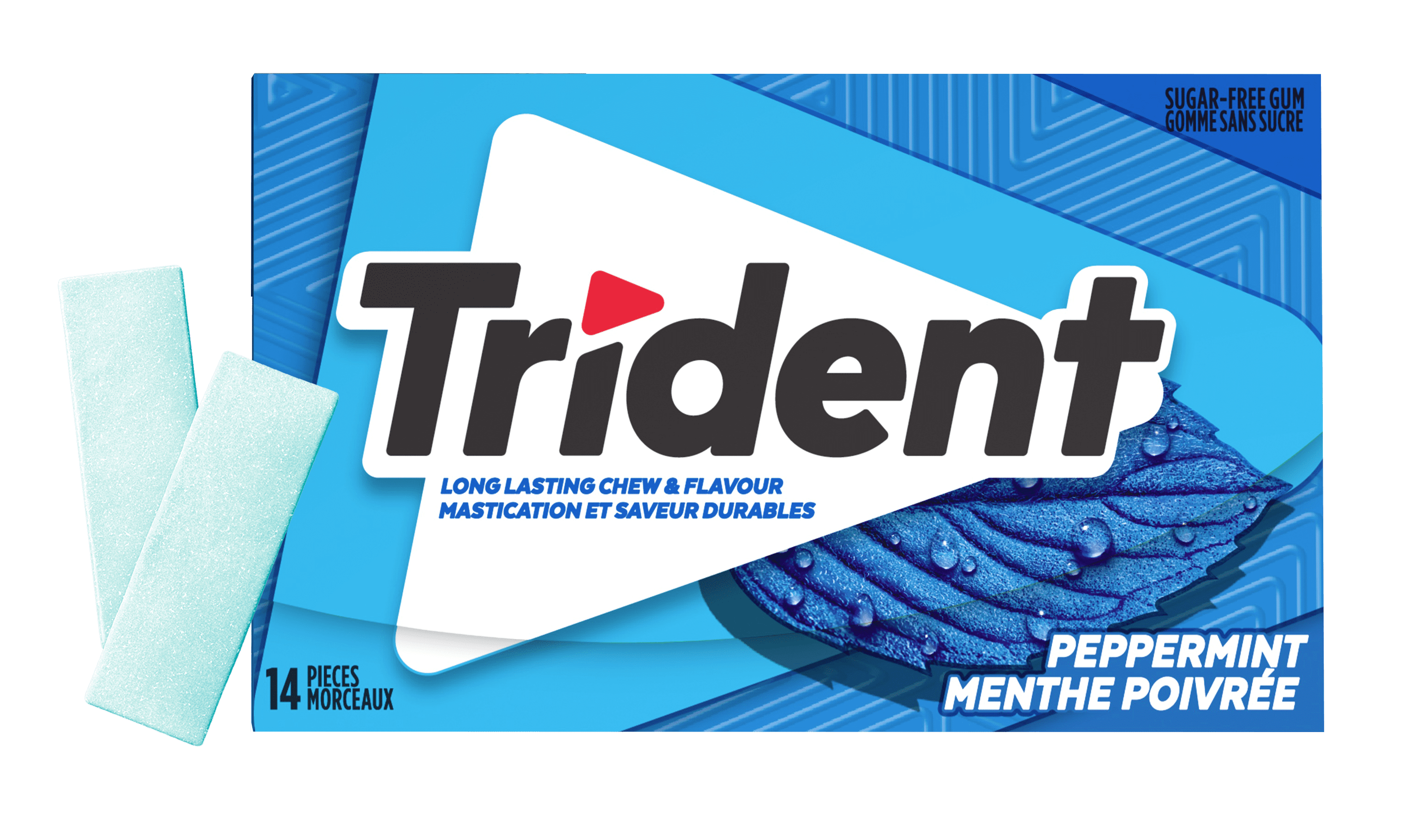 Trident, Peppermint Sugarfree Gum Multipack - Pack of 3 (42 Pieces), 3 Pack (14 pcs ea), 42ct