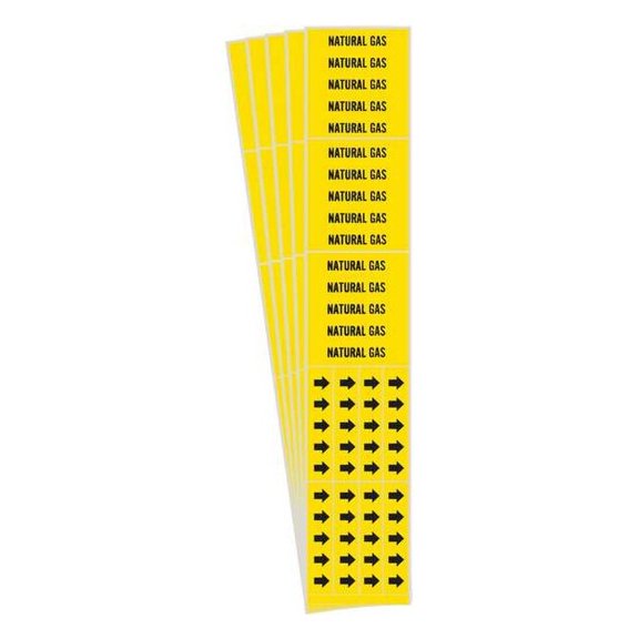 Brady Pipe Marker,Black,Natural Gas,PK5, 7196-3C-PK 7196-3C-PK