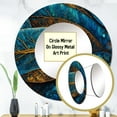 thumbnail image 3 of Designart "Melodies of Boho Blue And Gold I" Boho Feather Rund Mirror For Wall Decor - Large Blue Round Printed Mirror -Traditional Round Living Room Mirror - 29" x 29", 3 of 6