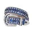 thumbnail image 4 of YAOBAMM Rhinestone Buckle Belt Women Belt Rivet Rhinestones Punk Style Adjustable Length Multi Holes Pin Buckle Hip Hop Fashion, 4 of 7