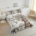 thumbnail image 3 of SUTENGDA Brown Cowhide Comforter Set Queen Black White Aztec Cow Print Bedding Set Western Farmhouse Animal Down Comforter for Kids Boys Girls Rustic Cowboy Quilt Duvet Set 2 Pillow Cases, 3 of 7