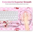 thumbnail image 4 of Cute Check Mouse Pad with Wrist Support 4 in1 Set, XXL Big Game Mousepad + Keyboard Wrist Rest + Mouse Wrist Rest Pad +Coaster Gaming Mat for Work Study Home Office I Pink Cherry & Bow Dream, 4 of 15