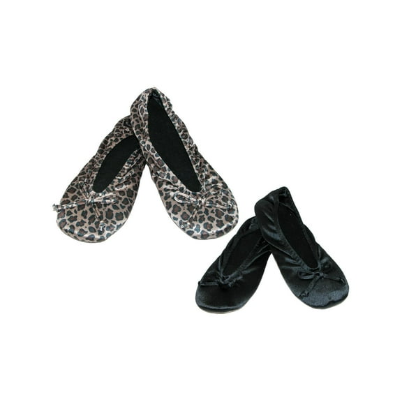 Isotoner Satin Classic Ballerina Slippers (Pack of 2) (Women)