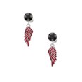 thumbnail image 2 of Delight Jewelry Silvertone Medium Translucent Red Angel Wing Black Crystal Clip on Earrings, 2 of 5