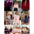 thumbnail image 4 of Womens Silk Satin Pajamas Set Sleepwear Loungewear,Classic Navy Blue, 4 of 5