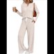 thumbnail image 1 of Conjuntos de Dos Piezas para Mujer, Suéter de Cuello Henley de Otoño, Chándal A Juego, Pijamas Cómodos con Bolsillos Albaricoque XL, 1 of 7