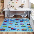 thumbnail image 4 of Janvonne Construction Vehicle Kids Area Rug - Truck & Car Print Carpet, Non-Slip Washable Play Mat for Nursery Playroom Bedroom,4'x5', 4 of 9