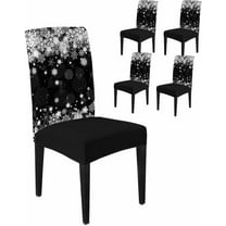 Chair Covers for Dining Room Set of 4,Winter Christmas Snowflakes Stretch Seat Protector Removable Washable Chairs Slipcovers for Kitchen Banquet Wedding Hotel,Black and White