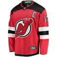 thumbnail image 2 of Men's Fanatics Nico Hischier Red New Jersey Devils Captain Patch Home Breakaway Jersey, 2 of 3