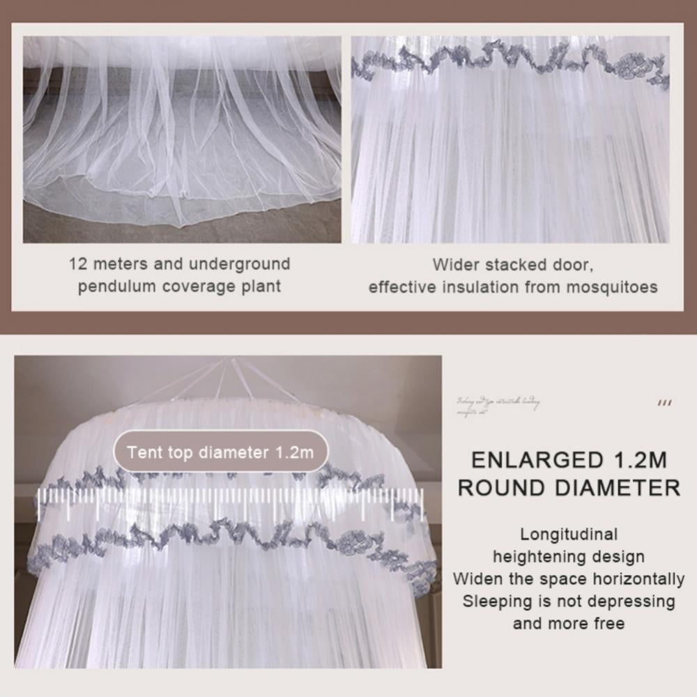 Princess Bed Canopy for Girls Pink Bed Curtains Sheer Bed Curtains Mesh Dome Bed Canopy Round Canopy Curtain for Girls, Pink