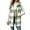 Light Green, variant on Womens Buffalo Check Hooded Fleece Vest Sleeveless Button Down Long Vest Jacket With Side Pockets Black S