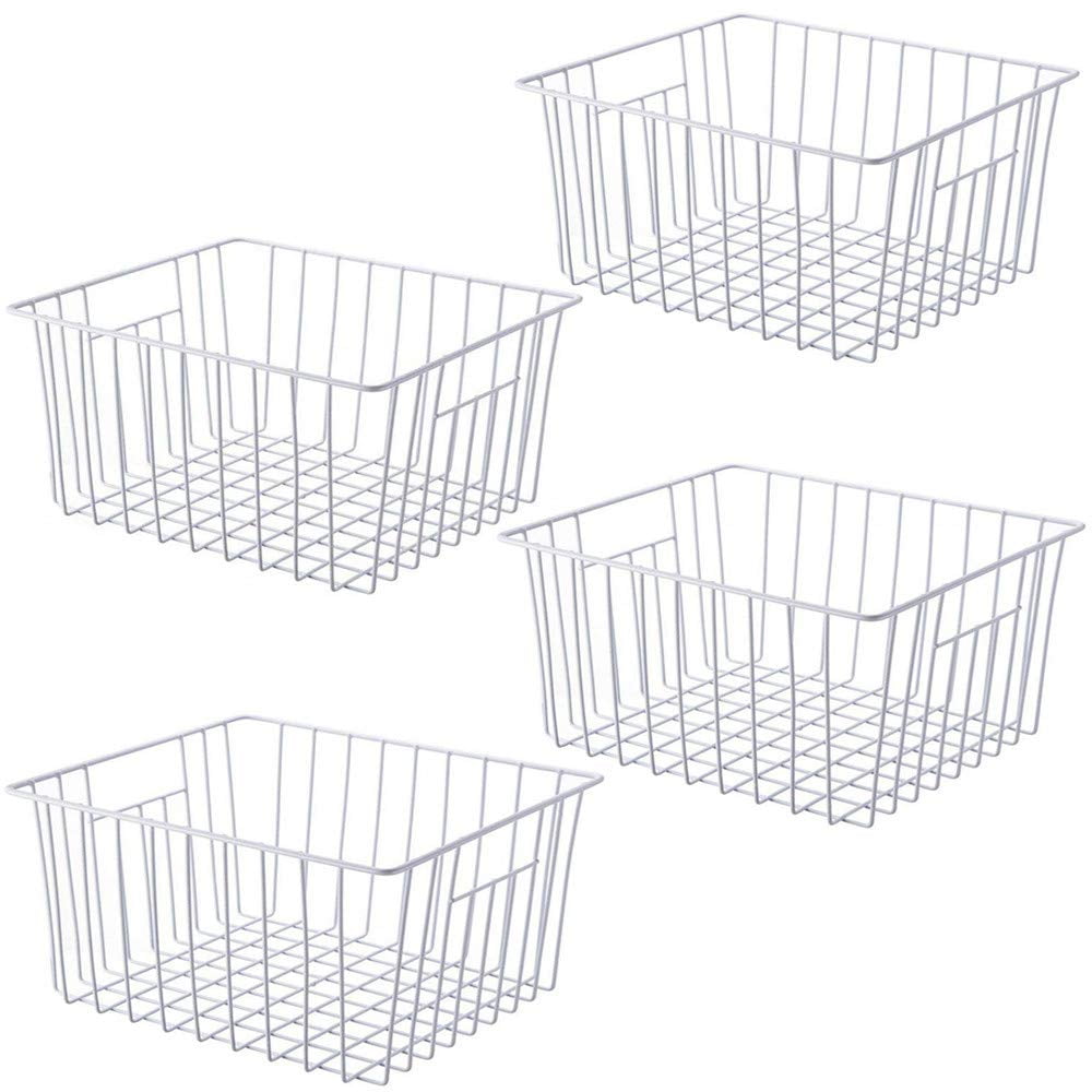 SANNO Freezer Storage Organizer Baskets, Household Refrigerator Bin for White, Pantry
