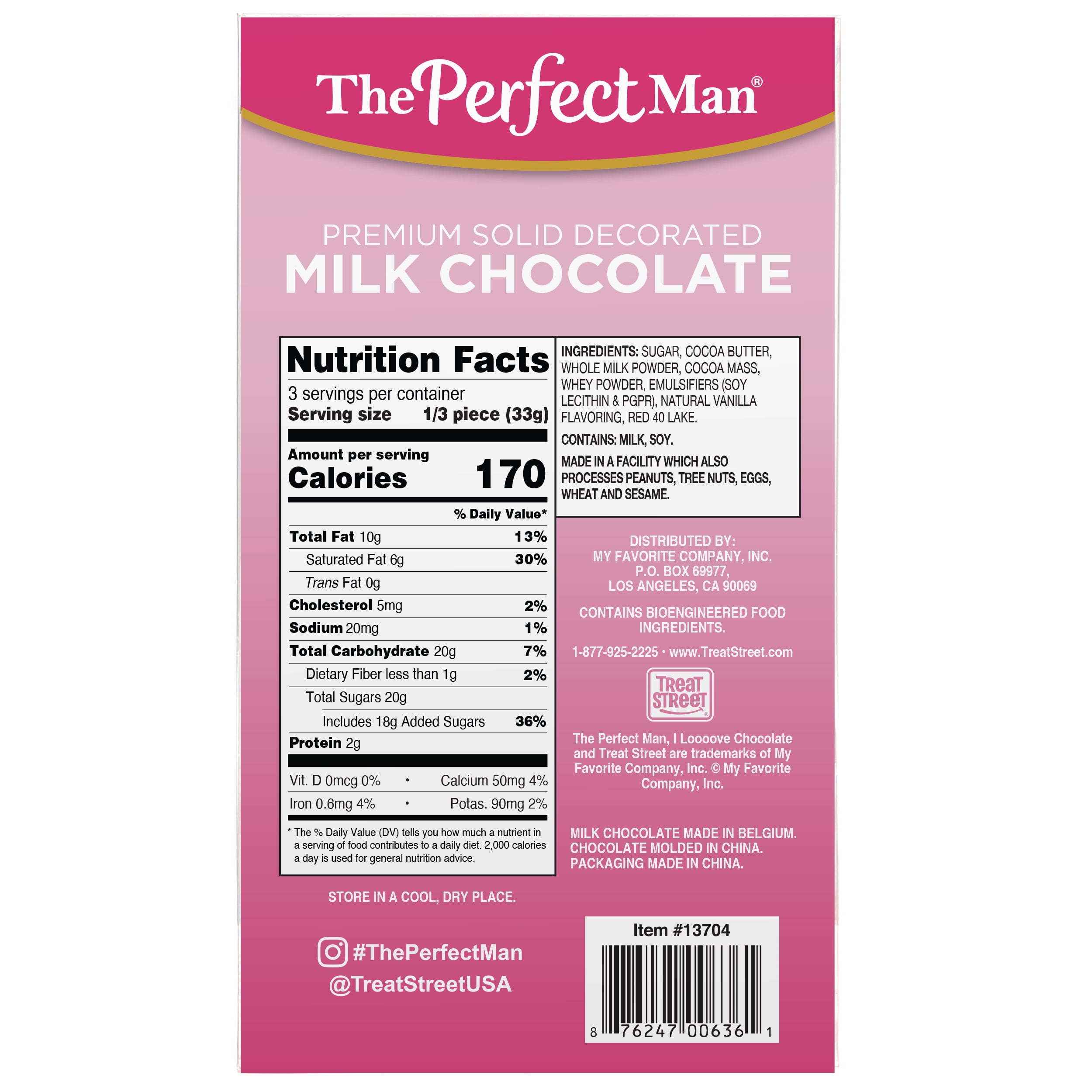 The Perfect Man Solid Decorated Milk Chocolate, 3.5 oz