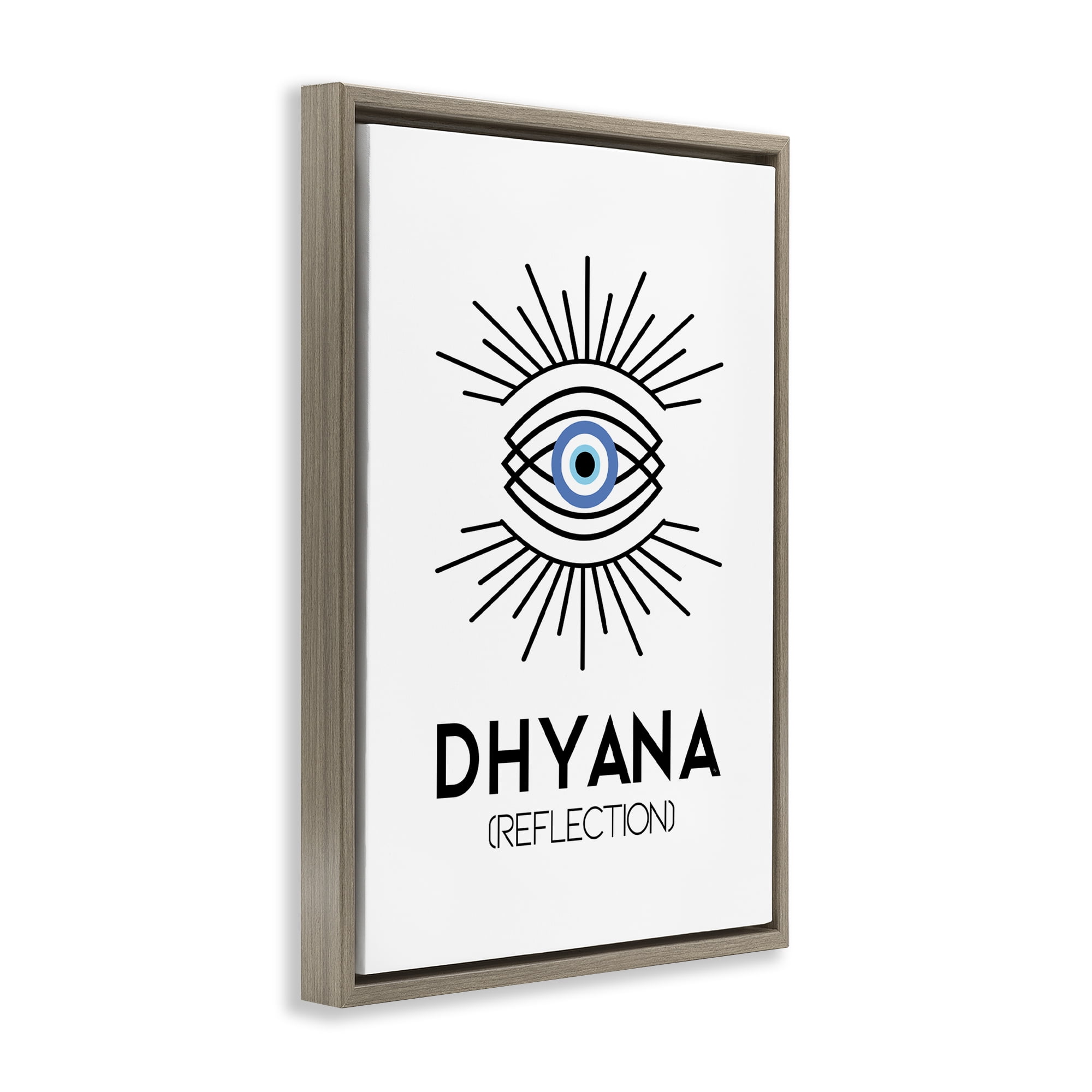 Stupell Industries Dhyana Reflection Eye Text & Numbers Painting Brown Floater Framed Canvas Art Print Wall Art, 21 x 31
