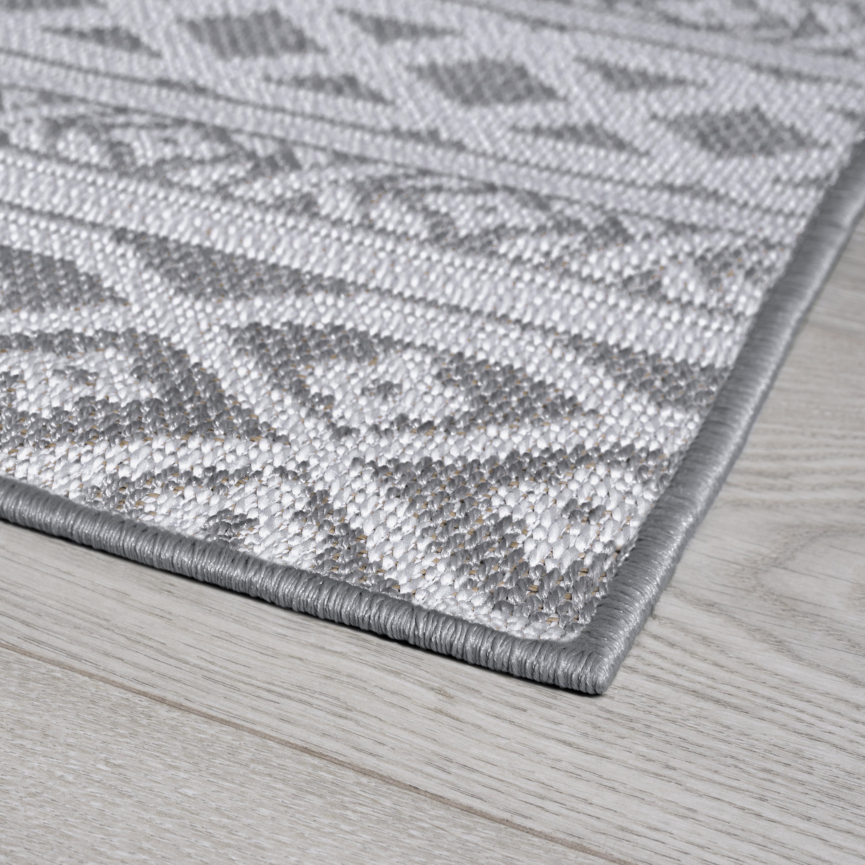 2x8 Water Resistant, Indoor Outdoor Runner Rugs for Patios, Hallway, Entryway, Deck, Porch, Balcony or Kitchen | Outside Area Rug for Patio | Gray, Stripe | Size: 2'2'' x 7'3''