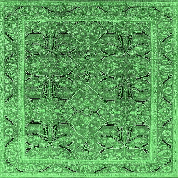 Ahgly Company Indoor Square Oriental Emerald Green Traditional Area Rugs, 7' Square