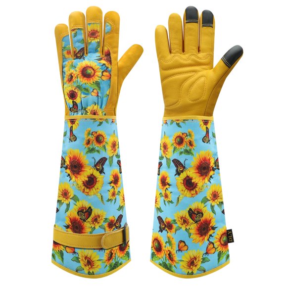 Dly Guantes De Jardinería Para Mujer - Guantes Largos A Prueba De Espinas Para Podar Rosas Guantes De Jardín Guantelete De Cuero De Vaca Regalos De Jardinería