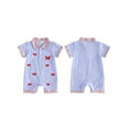 thumbnail image 2 of BemeyourBBs Newborn Baby Boy Girl Lobster Outfits Crayfish Crab Romper Infant Summer Clothes Stripe Print Embroidery Short Sleeve Lapel Button Down Jumpsuit, 2 of 9