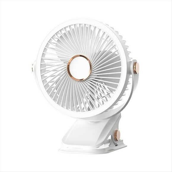 Ventilador Recargable USB para Dormitorio, Miniventilador de Escritorio Portátil Tipo Clip, Ventilador Ajustable con Rotación de 360 Grados y Luz LED A