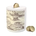 thumbnail image 3 of Hummingbirds Piggy Bank, Birds and Flowers Monochromic Classical Design Nostalgia Ornate, Ceramic Coin Bank Money Box for Cash Saving, 3.6" X 3.2", Cream Beige Brown, by Ambesonne, 3 of 4