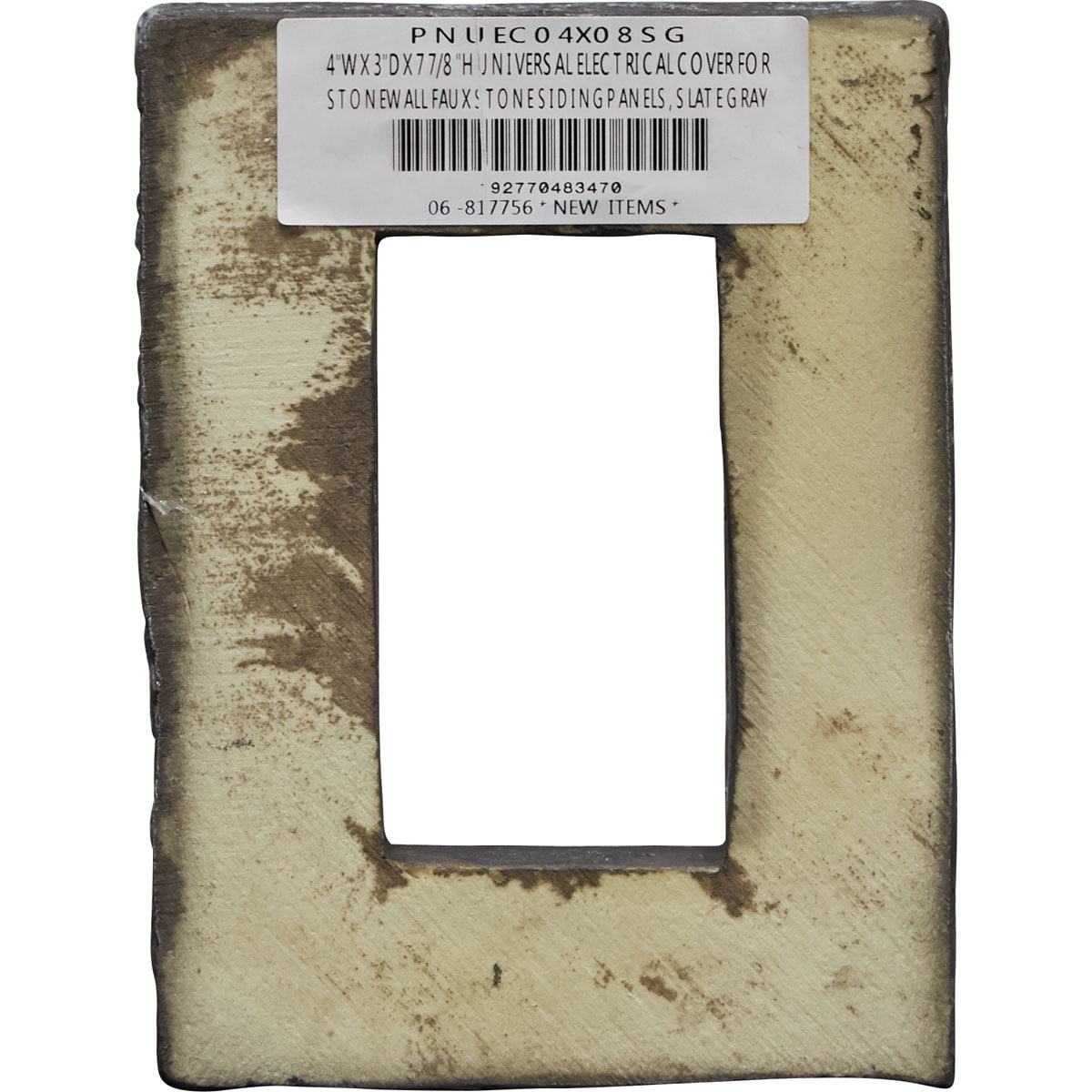 Ekena Millwork 4"W x 3"D x 7 7/8"H Universal Electrical Cover for StoneWall Faux Stone Siding Panels, Slate Gray