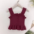 thumbnail image 2 of THDHVS Toddler Tank Tops Girls,Tank Tops for Girls,Girl's Ruffle Hem Solid Color Spaghetti Strap Tank Tops Wine 8-9 Years, 2 of 5