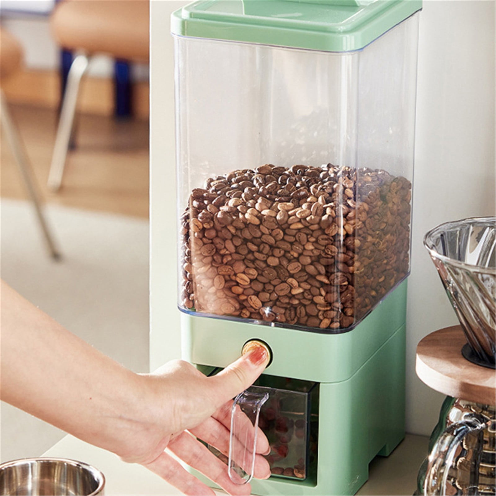BMYJ Rice Dispenser Airtight Cereal Dispenser for Countertop Capacity Dry Food Storage Container for Rice Lentils Beans Grains Press Design